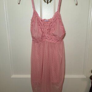 Savage x Fenty Dotted Mesh Babydoll Slip, Pink. Size 1X